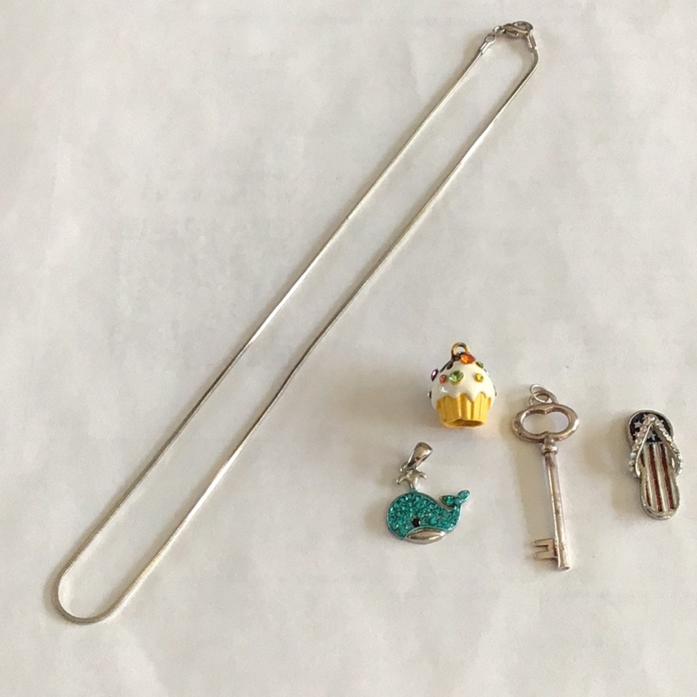 Silver necklace with four pendants